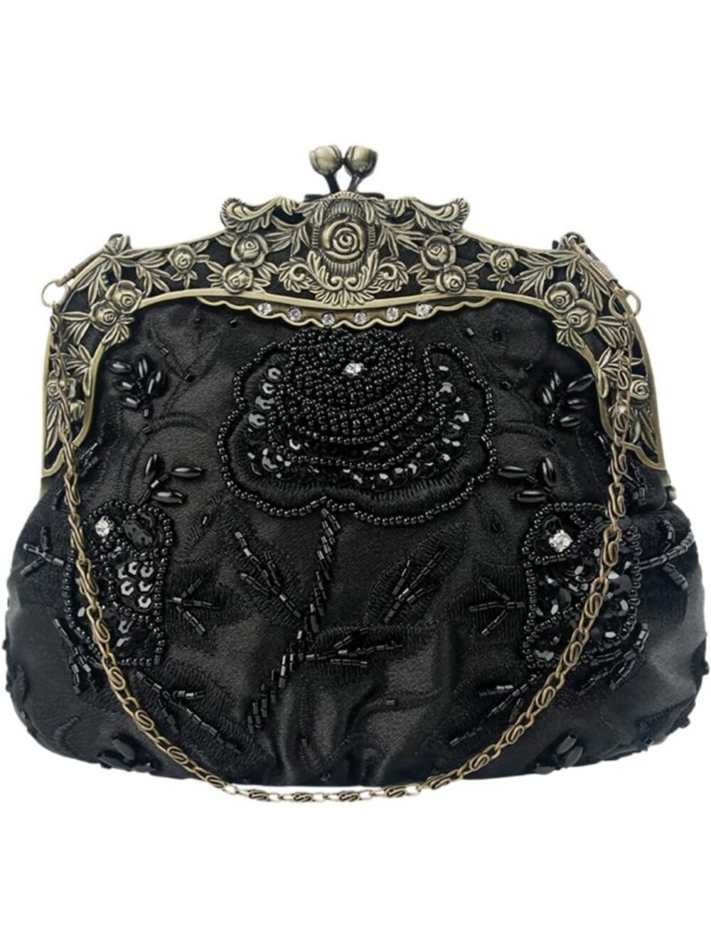Vintage Beaded Sequin Flower Evening Clutch | Wedding & Prom Handbag